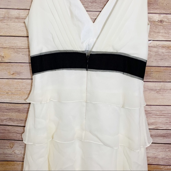 BCBGMaxAzria Black White Silk Chiffon Formal Maxi Dress - Picture 5 of 8